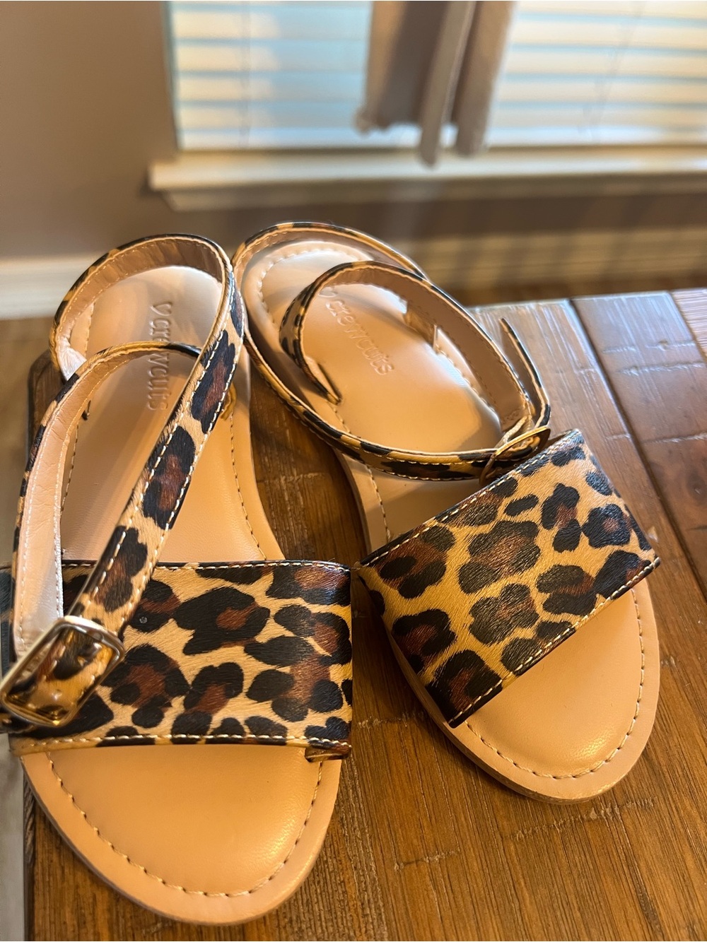 J. Crew Factory Leopard Print Girls' Ankle-Strap Sandals - Tan & Brown